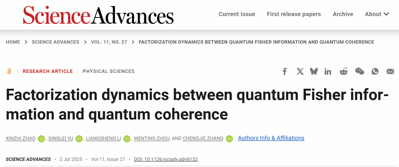 物理科学与女同av
张成杰教授科研团队在《Science Advances》发表重要研究成果